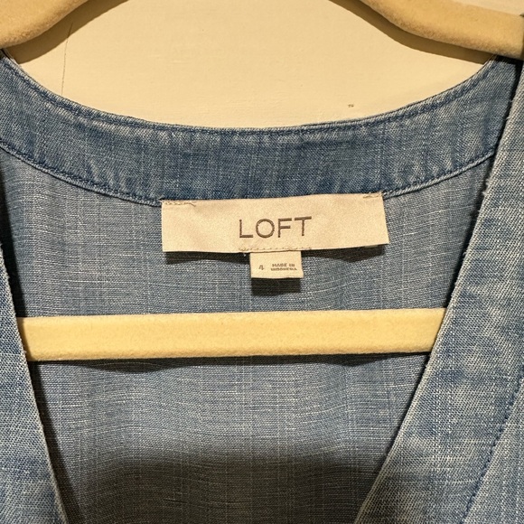 LOFT Blue Sleeveless Sundress with V Neck - Picture 2 of 3